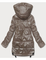 Dámská bunda v kakaové barvě s odepínací kapucí (B8086-12)