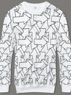 Bílá pánská mikina s geometrickým vzorem (8B1111-1)