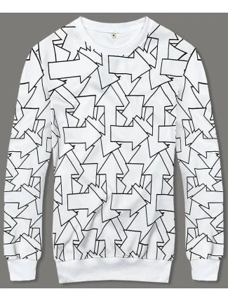 Bílá pánská mikina s geometrickým vzorem (8B1111-1) Bílá pánská mikina s geometrickým vzorem (8B1111-1)