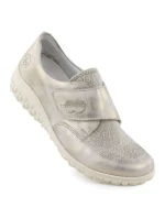 Dámská pohodlná béžovo-zlatá polobotka Rieker na suchý zip 59552-62