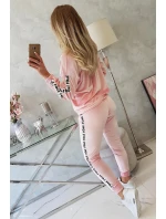 Love velur set pudrově růžový