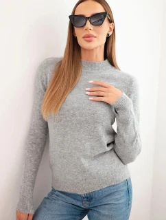 Dámský svetr s polokošilí z měkké pleteniny šedý