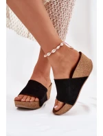 Dámské Semišové Pantofle Na Korek Korku Černé Zazoo 40311