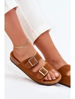 Dámské Pantofle Se Zlatými Přezkami A Prošíváním Camel Lunera