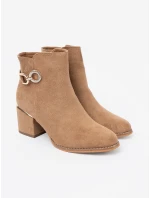 Moderní dámské  kotníčkové boty Jasnobrązowy na širokém podpatku