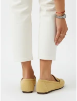 Dámské semišové mokasíny s kovovou přezkou žluté FashionStreet ZY1360