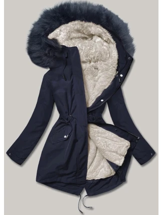 Dámská teplá zimní bunda námořnická modrá/ecru/zelená (w629big)