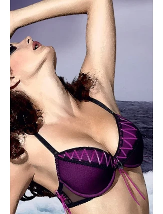 Dámská podprsenka Buduar black- turquoise - HAMANA Dámská podprsenka Buduar black- turquoise - HAMANA