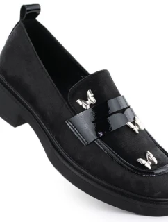 Dámské polobotky lords s motýly černé Potocki SZ12650