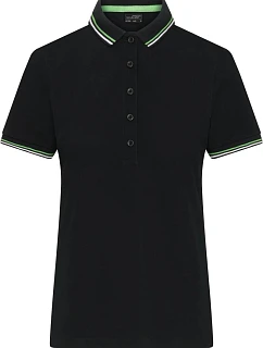 Daiber JN 1305 Dámské těžké piqué polo s proužky 02.1305 black/white/lime green