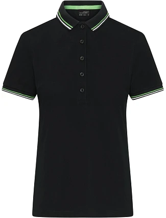 Daiber JN 1305 Dámské těžké piqué polo s proužky 02.1305 black/white/lime green