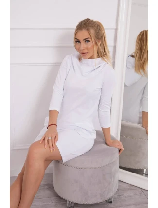 Šaty s kapucí a kapsami bílé Šaty s kapucí a kapsami bílé