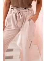 Dámské cargo kalhoty s vysokým pasem béžový Dámské cargo kalhoty s vysokým pasem béžový
