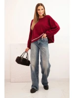 Dámská mikina s ozdobným zakončením dole bordová