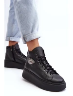 Dámské vysoké tenisky na zip Lemar černé Katerin