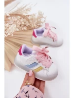 Sportovní boty dětské sneakers s svítící podrážkou bílo-růžové Arielle