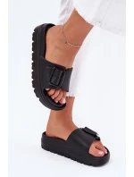 Dámské Pěnové Pantofle Na Platformě S Přezkou Černé Viasara