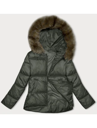 Dámská bunda v army barvě se střihem bubliny S'west (B8190-11) Dámská bunda v army barvě se střihem bubliny S'west (B8190-11)