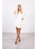 Šaty se svislými volány ecru