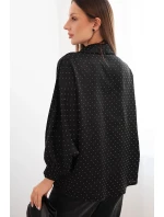 Dámská elegantní blůza z viskózy s knoflíčky a límečkem černá