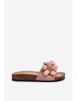 Dámské žabky s růžovými ozdobami Bunlia