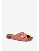 Kožené sandály se zlatou sponou Maciejka 07000-15 Růžové