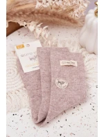 Dámské teplé vlněné ponožky s nášivkou – béžové Dámské teplé vlněné ponožky s nášivkou – béžové