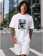 Pánské bavlněné tričko oversize s potiskem FashionStreet NX1017R Pánské bavlněné tričko oversize s potiskem FashionStreet NX1017R