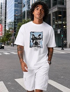 Pánské bavlněné tričko oversize s potiskem FashionStreet NX1017R