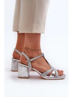 Dámské sandály na podpatku z ekokože stříbrné Lyana Dámské sandály na podpatku z ekokože stříbrné Lyana
