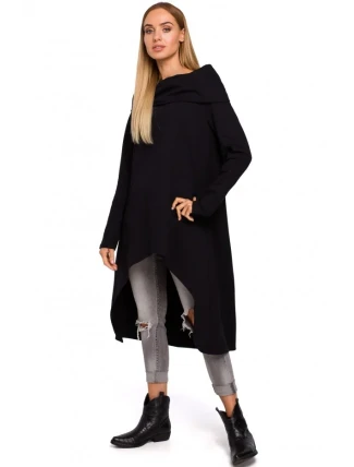 M477 Asymetrická tunika se širokým límcem - černá M477 Asymetrická tunika se širokým límcem - černá