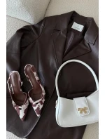 Dámské lodičky s odkrytou patou a pásky Ravira – bílo-hnědé Dámské lodičky s odkrytou patou a pásky Ravira – bílo-hnědé