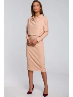 Dámské pletené šaty S245 Béžová - Stylove