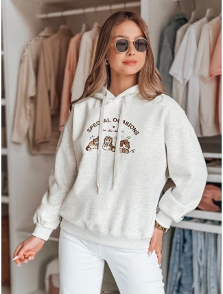 Dámská oversize mikina s kapucí SPECIAL KITTY šedá FashionStreet BY1510