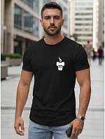 Pánské minimalistické tričko s potiskem černé FashionStreet NX5090R
