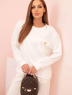 Komplet dámský máslový mikina a kalhoty s gumou ecru