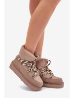 Semišové Sněhule Dámské S Hlavními Šňůrkami D.Franklin DFSH375003 Taupe