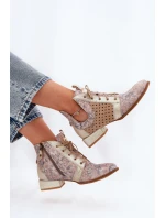 Kožené Kotníkové Boty Maciejka 05541-04 Béžovo-Zlaté