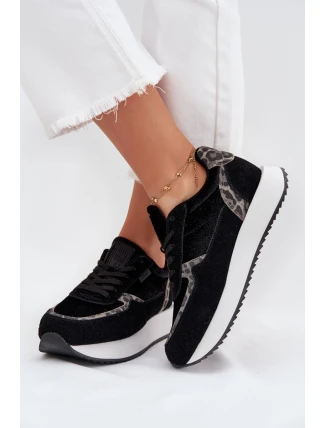 Dámské Zamszové Sneakersy Big Star OO274A312 HI-POLY SYSTEM Černé Panther