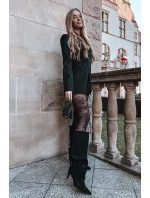 Zmačkané kozačky na jehlovém podpatku z ekzem veluru vyhřívané černé Mavella