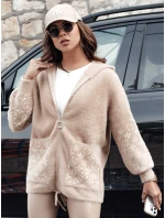 WINONA dámská bunda s kapucí z alpaky tmavě béžová FashionStreet NY0680