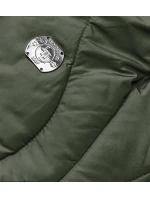 Dámská zimní bunda v olivové barvě v délce ke kolenům (m-21601) Dámská zimní bunda v olivové barvě v délce ke kolenům (m-21601)