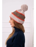 Dámská čepice Kinga K297 beige+mocca+red