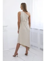Plisované šaty s květinou světle béžová Plisované šaty s květinou světle béžová