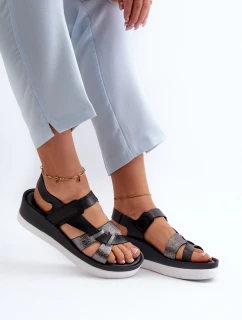 Zazoo 40397 Dámské Kožené Sandály na Platformě Černé