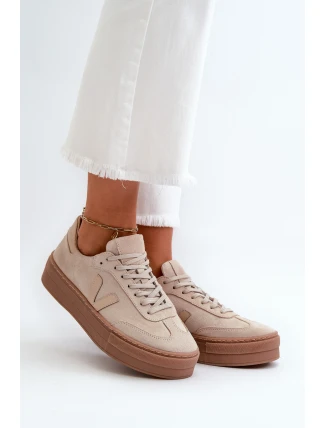 Zazoo N1100S2 Dámské semišové tenisky na platformě béžové