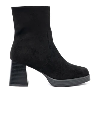 Komfortní dámské  kotníčkové boty černé na širokém podpatku