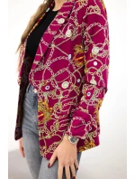 Bavlněná bunda s barevným potiskem tmavě fialová Bavlněná bunda s barevným potiskem tmavě fialová