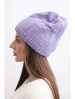 Dámská zimní čepice s ušima a žebrovaným vzorem K440 fialová