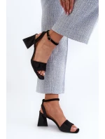 Dámské sandály na vysokém podpatku vyrobené z Eco Suede Black Upttima